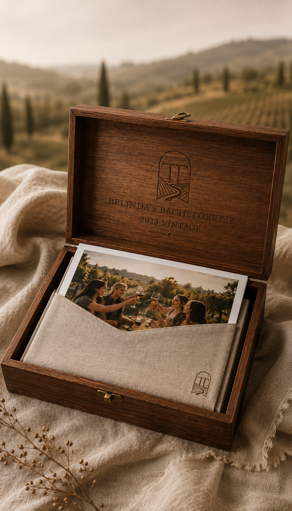 The Linen Heirloom Box — case with linen-sleeved archival prints